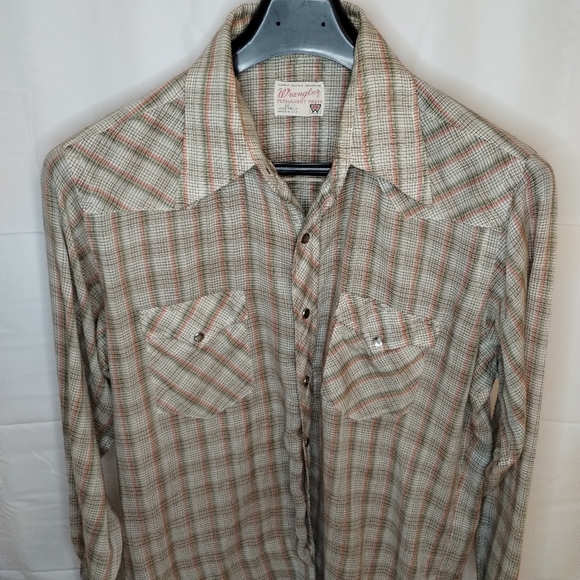 Vintage 60's Wrangler Permanent Press Pearl Snap Shirt 16.5-35 - Picture 1 of 5